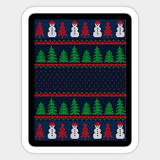 Ugly Christmas Sweater Snowman and Trees Sticker